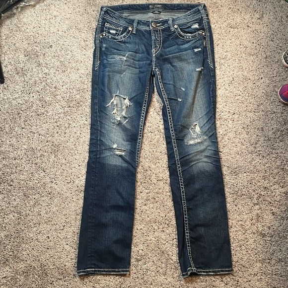 Silver Jean‎ Dark Wash Baby Boot Ripped Jean Size W30/L31 - Picture 2 of 8